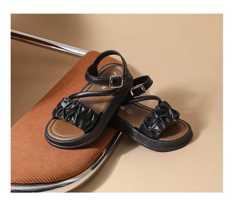 New Children's Sandals Summer Bowknot Girls Princess Causal Shoes Fashion Kids Soft Bottom Beach Flat Sandals Open-toe Versatile
