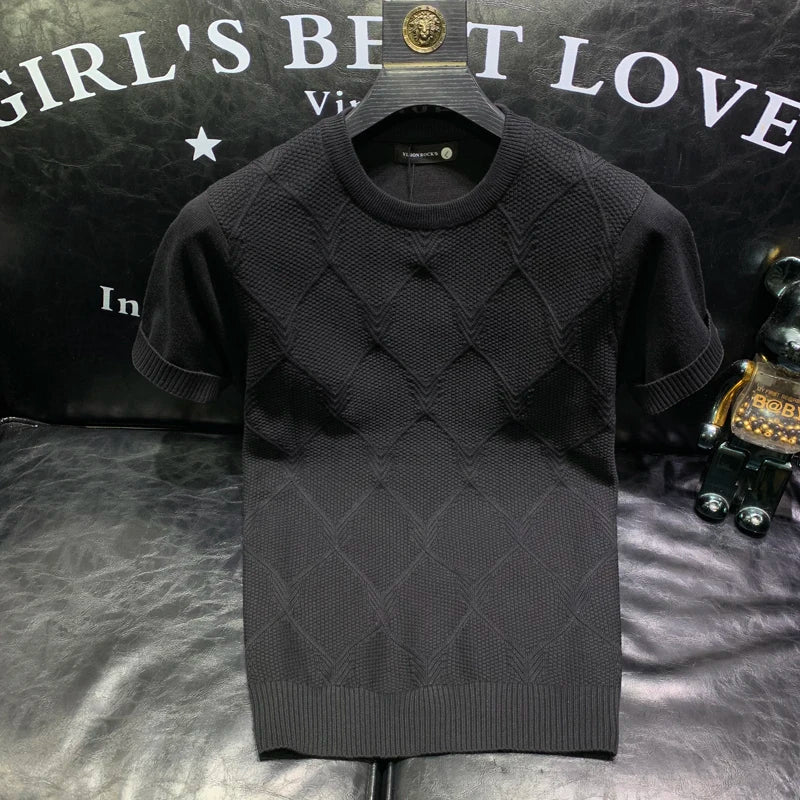 Korean Knitted Solid Color T-Shirt