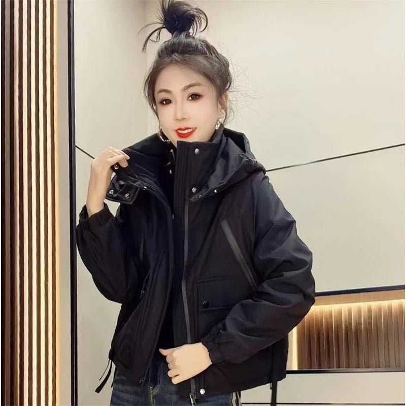 Women's Short Zip Hooded Street Jacket