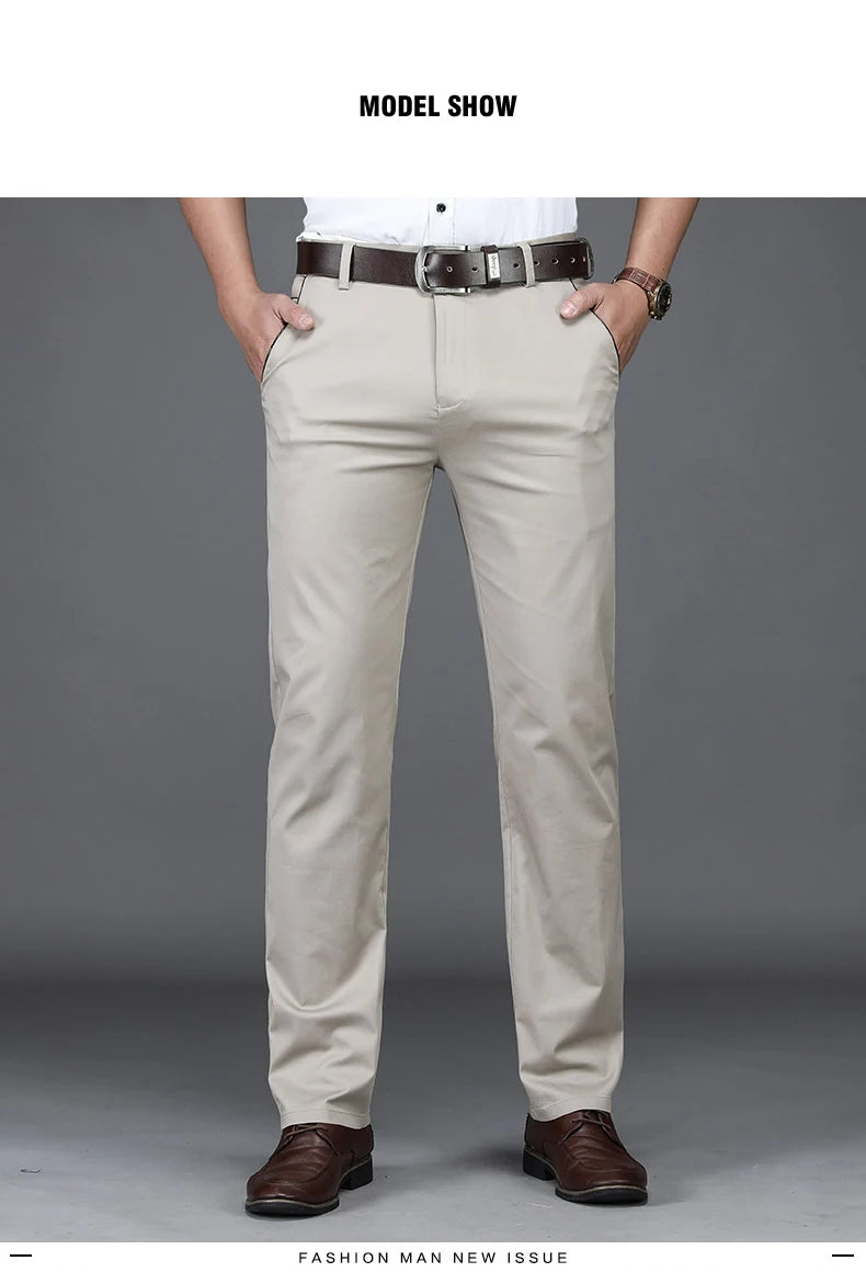 Men's Stretch Cotton Straight Leg Trousers
