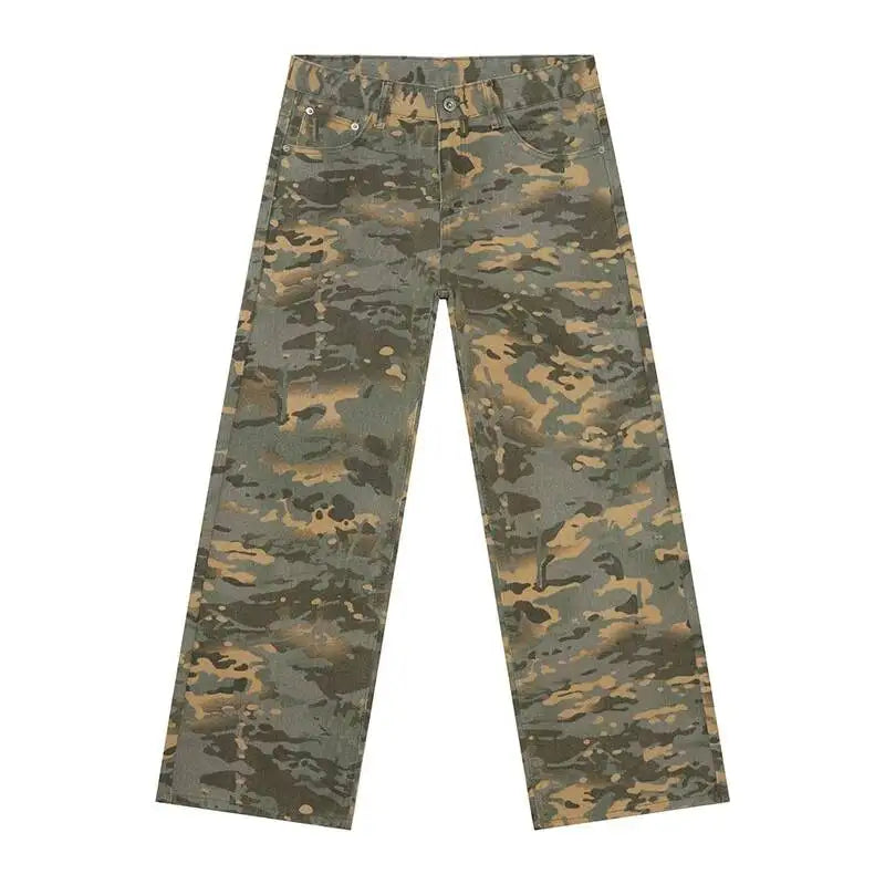 Men's Camouflage Wide Leg Denim Pants
