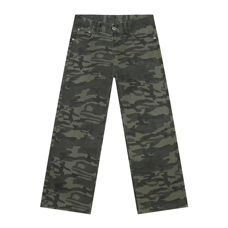 Men's Camouflage Wide Leg Denim Pants