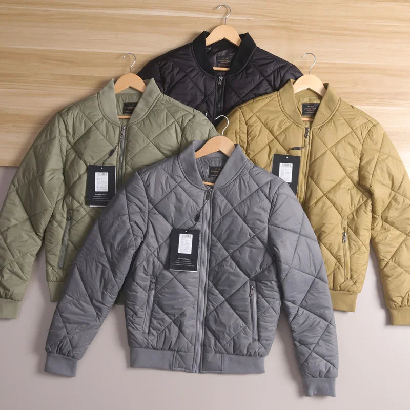 Men's Quilted Diamond Baseball Collar Jacket