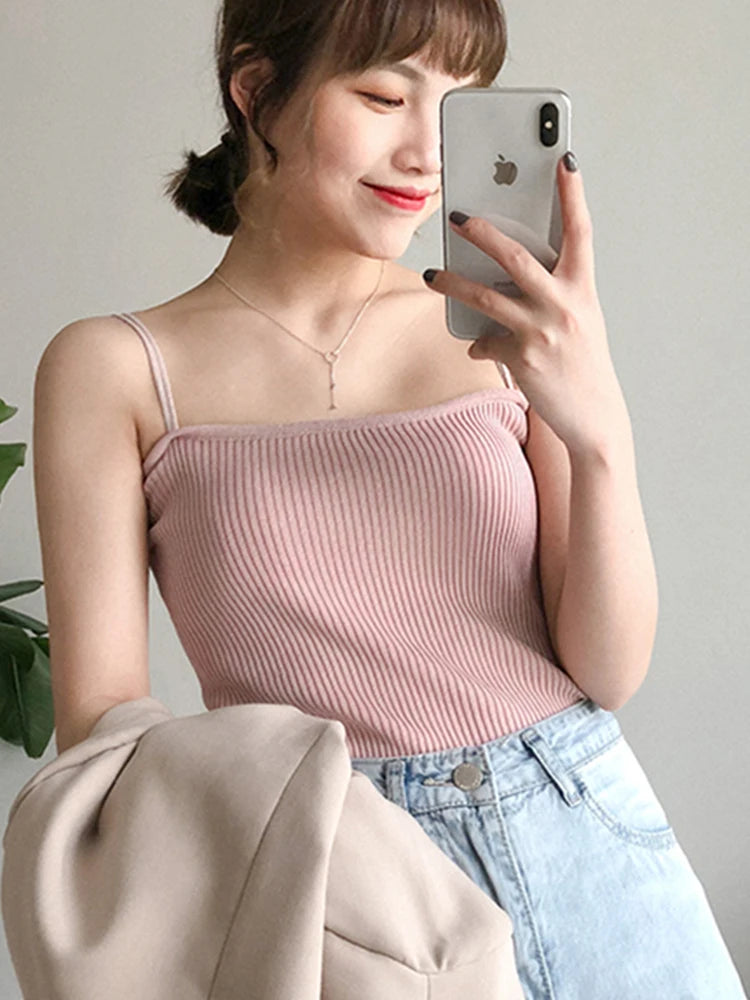 2026 Casual Women Halter Crop Tops Summer Sleeveless Camis Backless Strap Tank Top Slim Solid Short Female Tube Cropped Vest