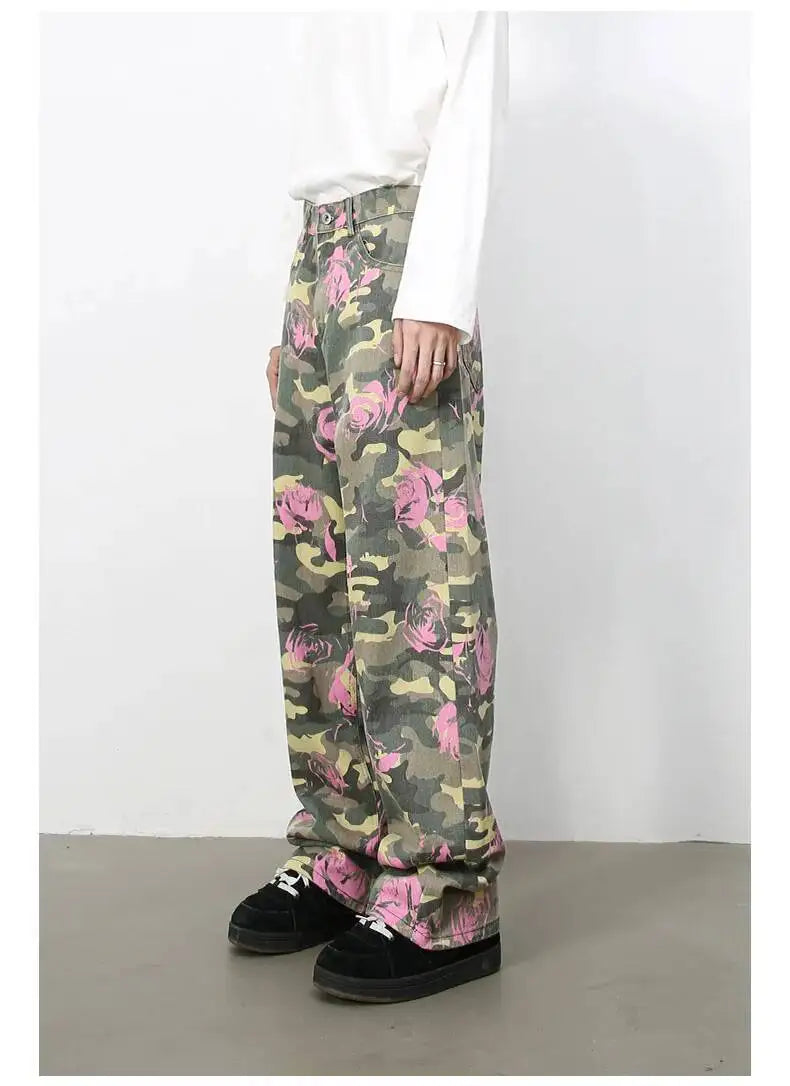 Men's Camouflage Wide Leg Denim Pants