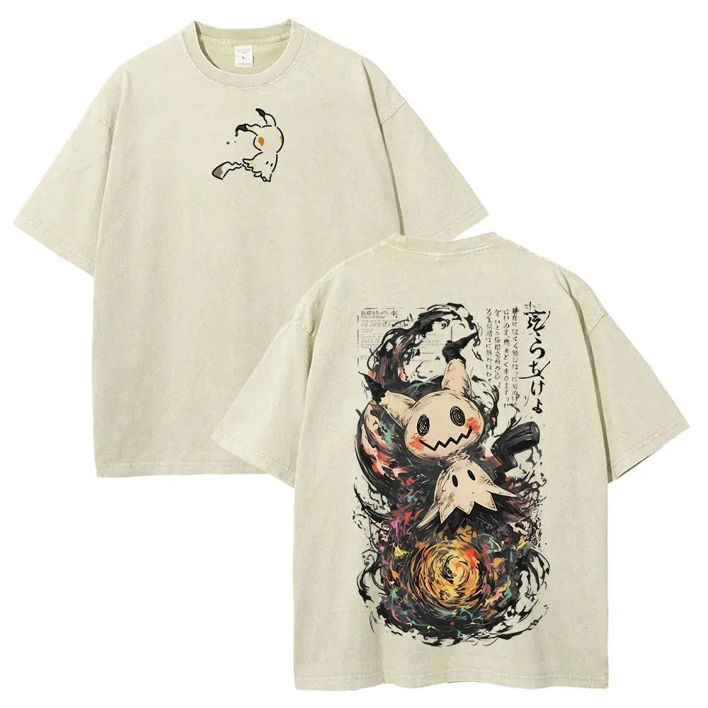 Anime Graphic Oversized Vintage Washed T-Shirt