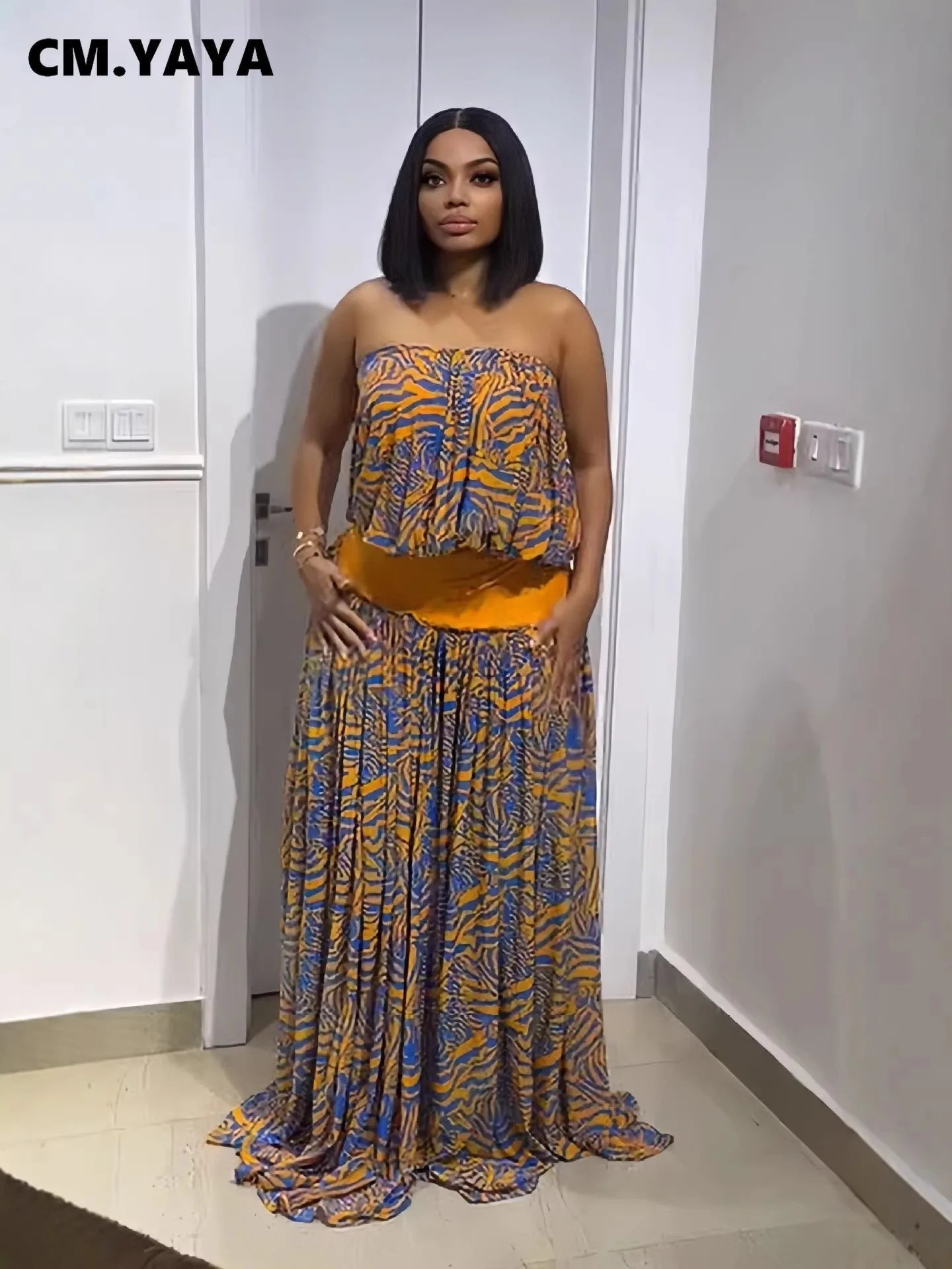 Women's Strapless Top and Tiered Skirt Set