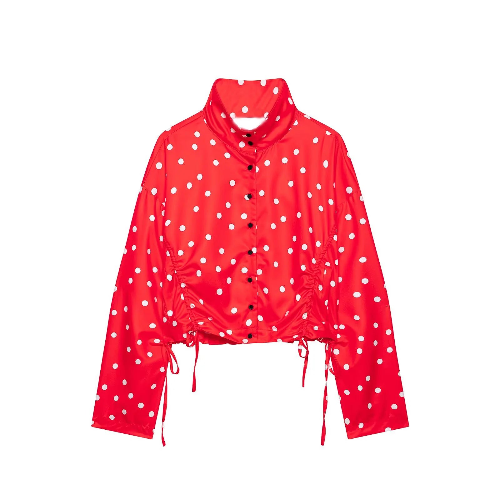 Women's Polka Dot Tie High Collar Jacket