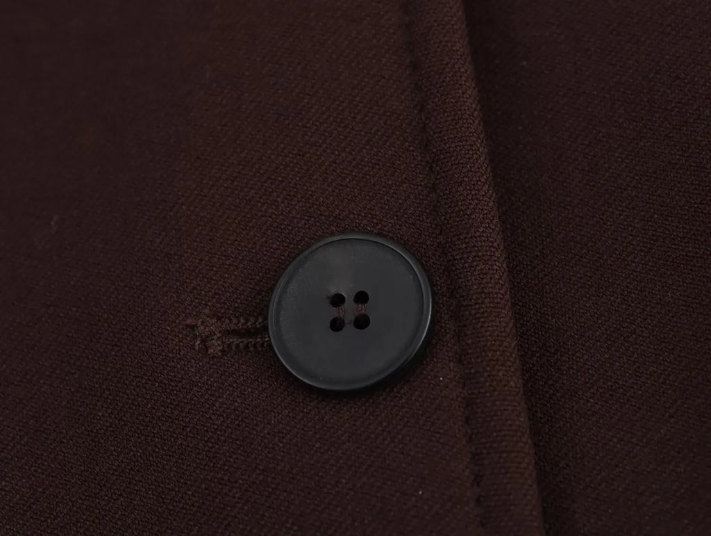 KONDALA Women Fall Vintage Elegant Blazer Lapel Cinched-Waist Brown Blazer 2025 Autumn Fashion High Street Commute Lady Suit