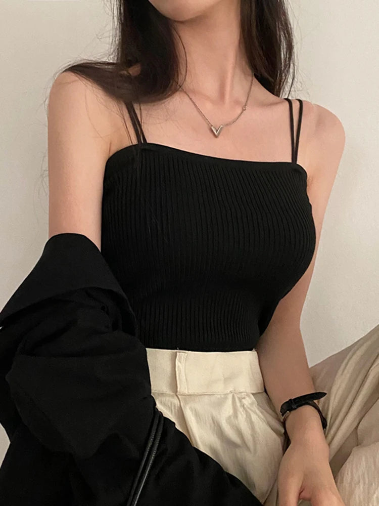 2026 Casual Women Halter Crop Tops Summer Sleeveless Camis Backless Strap Tank Top Slim Solid Short Female Tube Cropped Vest