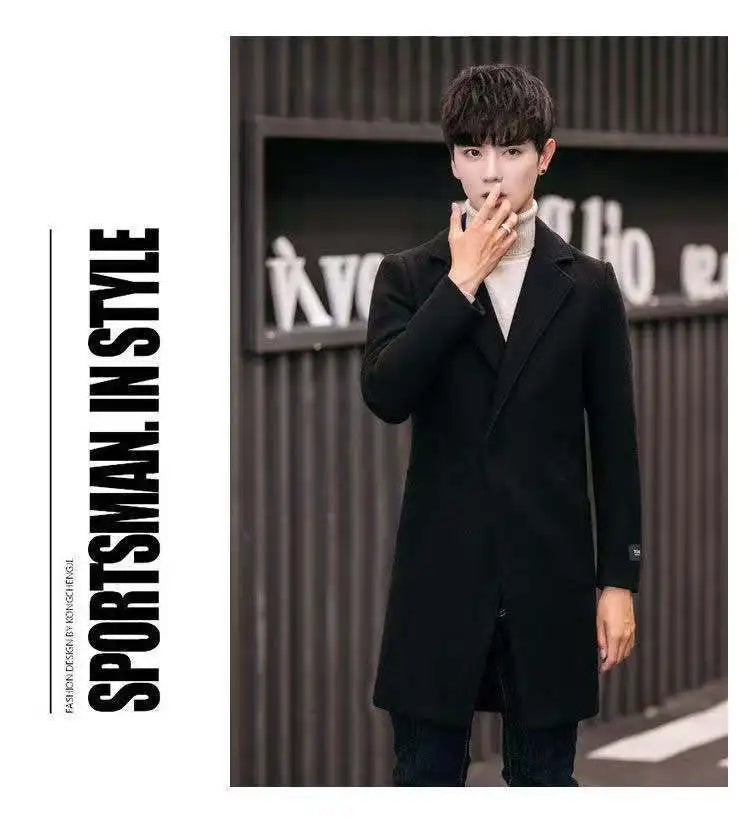 Men's Slim Fit Tweed Woolen Coat