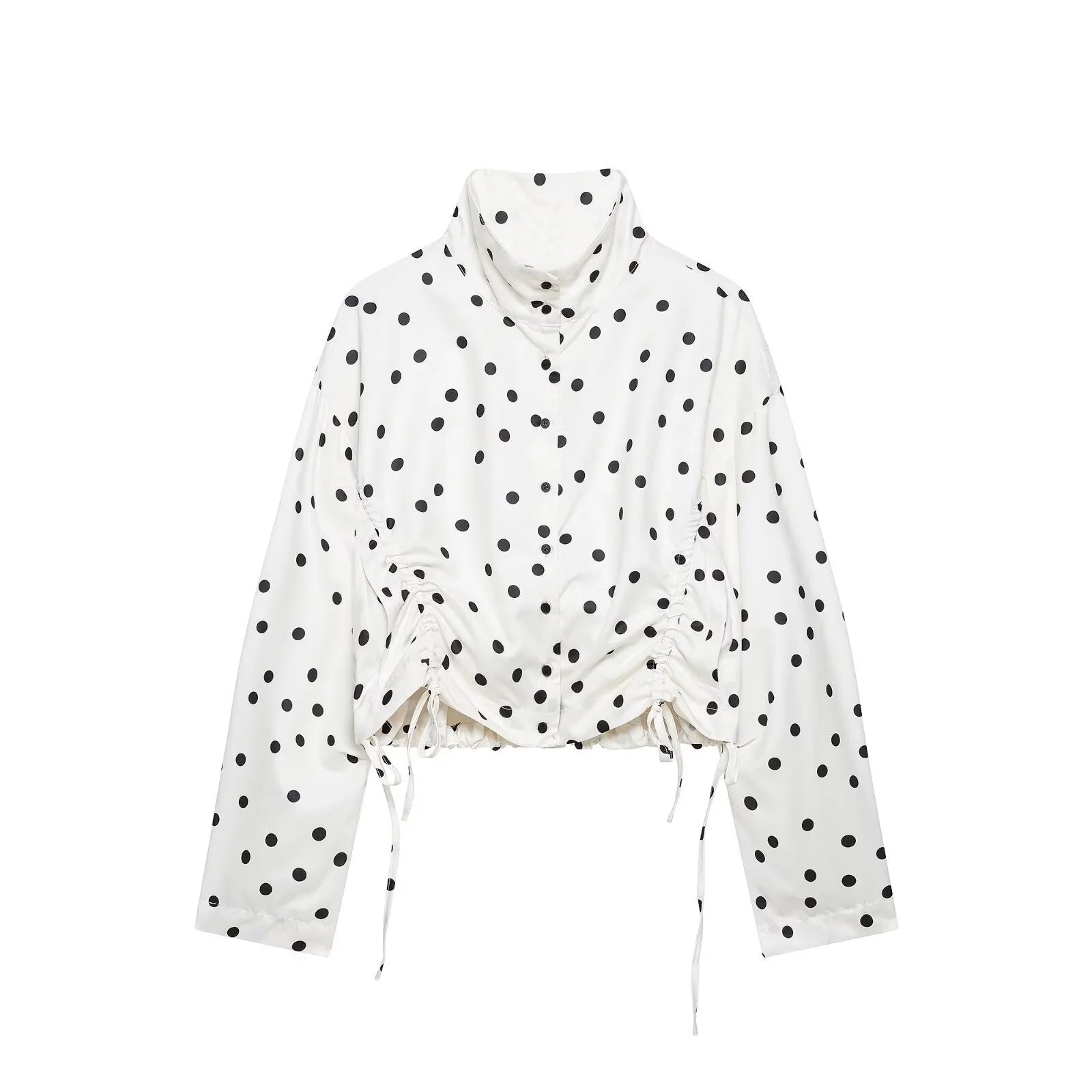 Women's Polka Dot Tie High Collar Jacket
