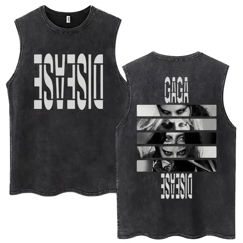 Lady Gaga The Mayhem Ball Tour 2025 Washed Tank Tops Fashion Men Women Vintage Y2K Sleeveless T Shirt 100% Cotton Oversized Tees