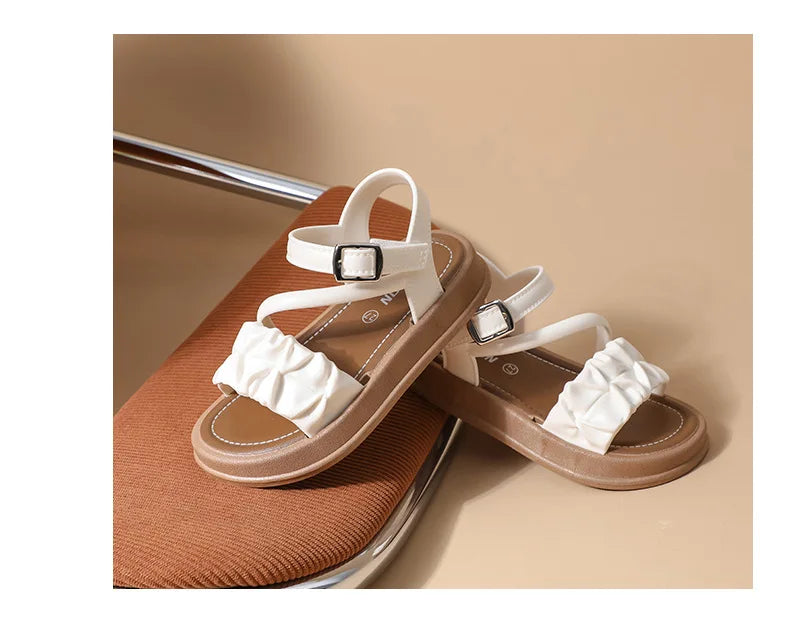 New Children's Sandals Summer Bowknot Girls Princess Causal Shoes Fashion Kids Soft Bottom Beach Flat Sandals Open-toe Versatile