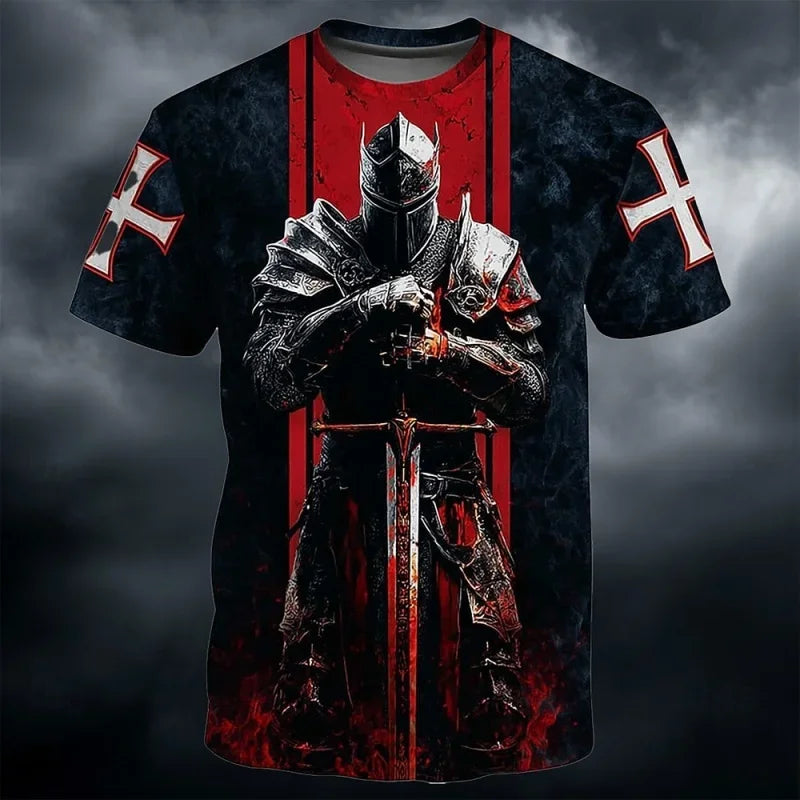 Men's Templar Knight 3D Print T-Shirt