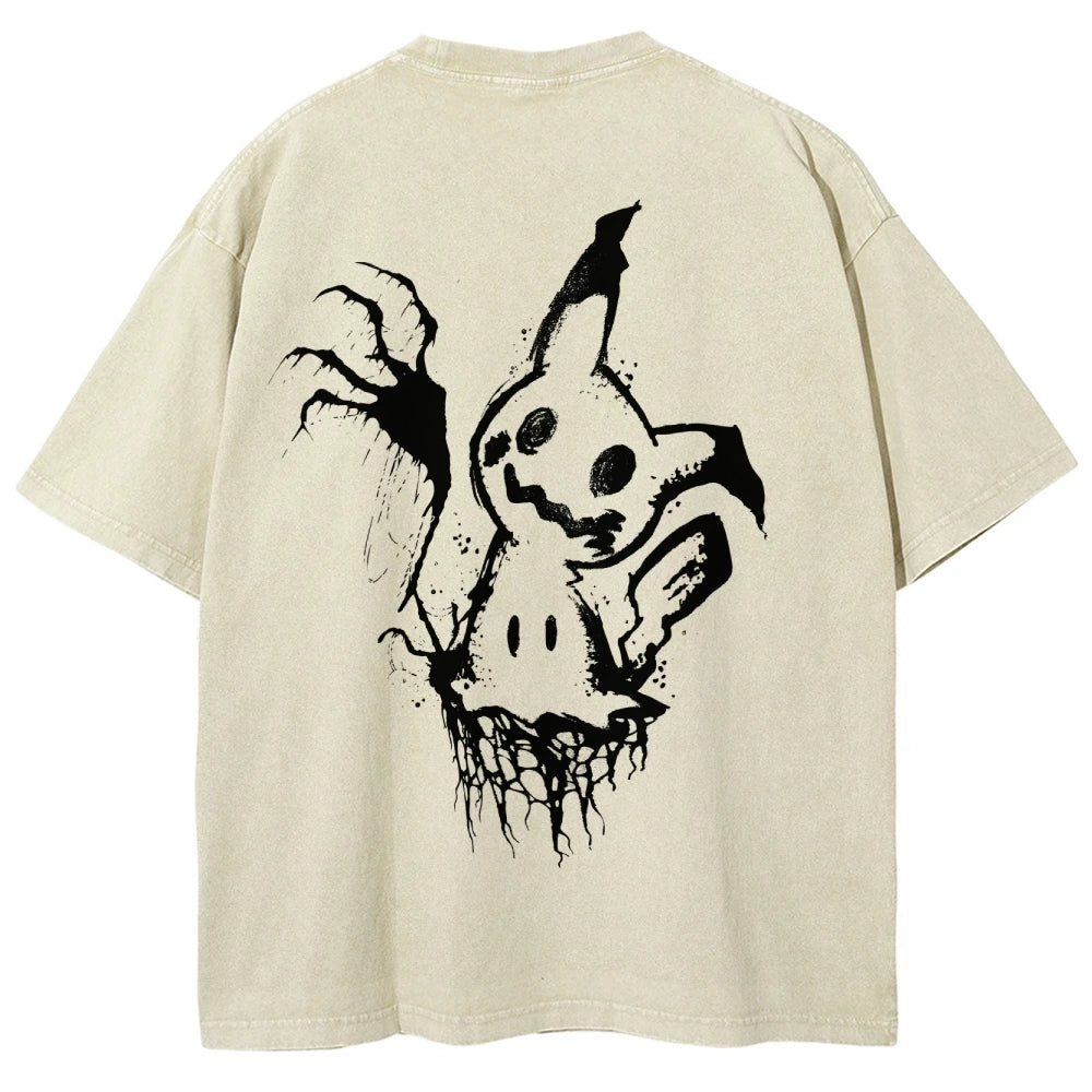 Anime Graphic Oversized Vintage Washed T-Shirt