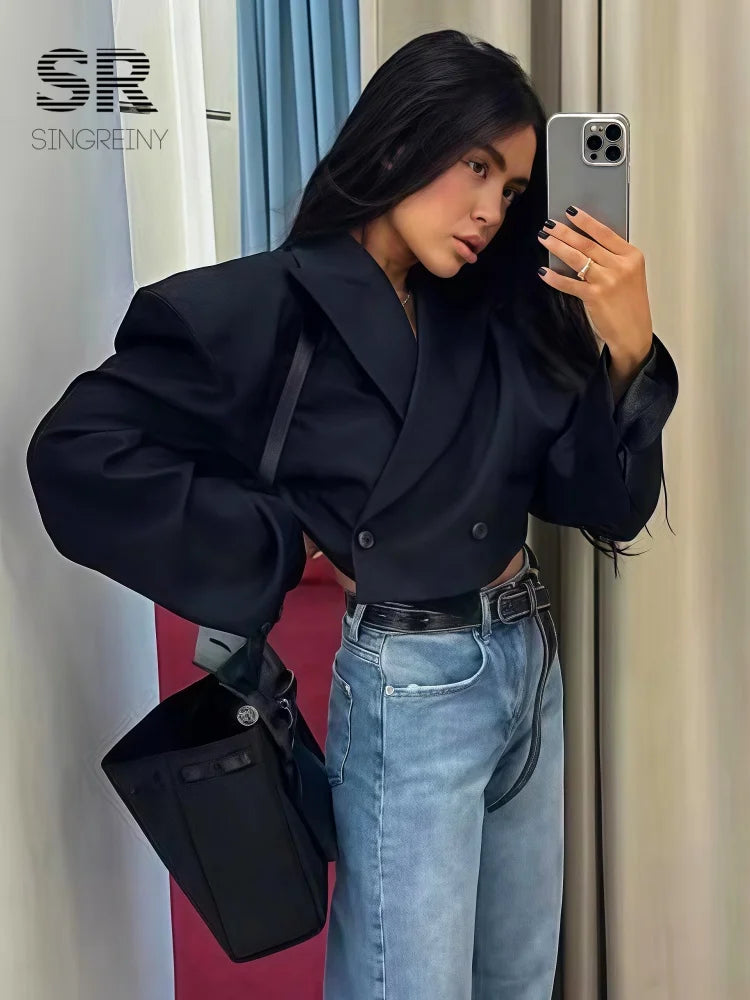Women's Double Breasted Short Blazer