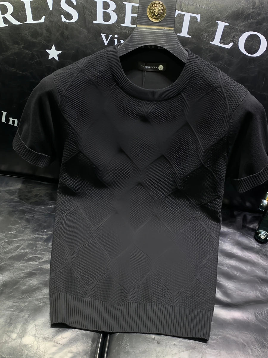 Korean Knitted Solid Color T-Shirt