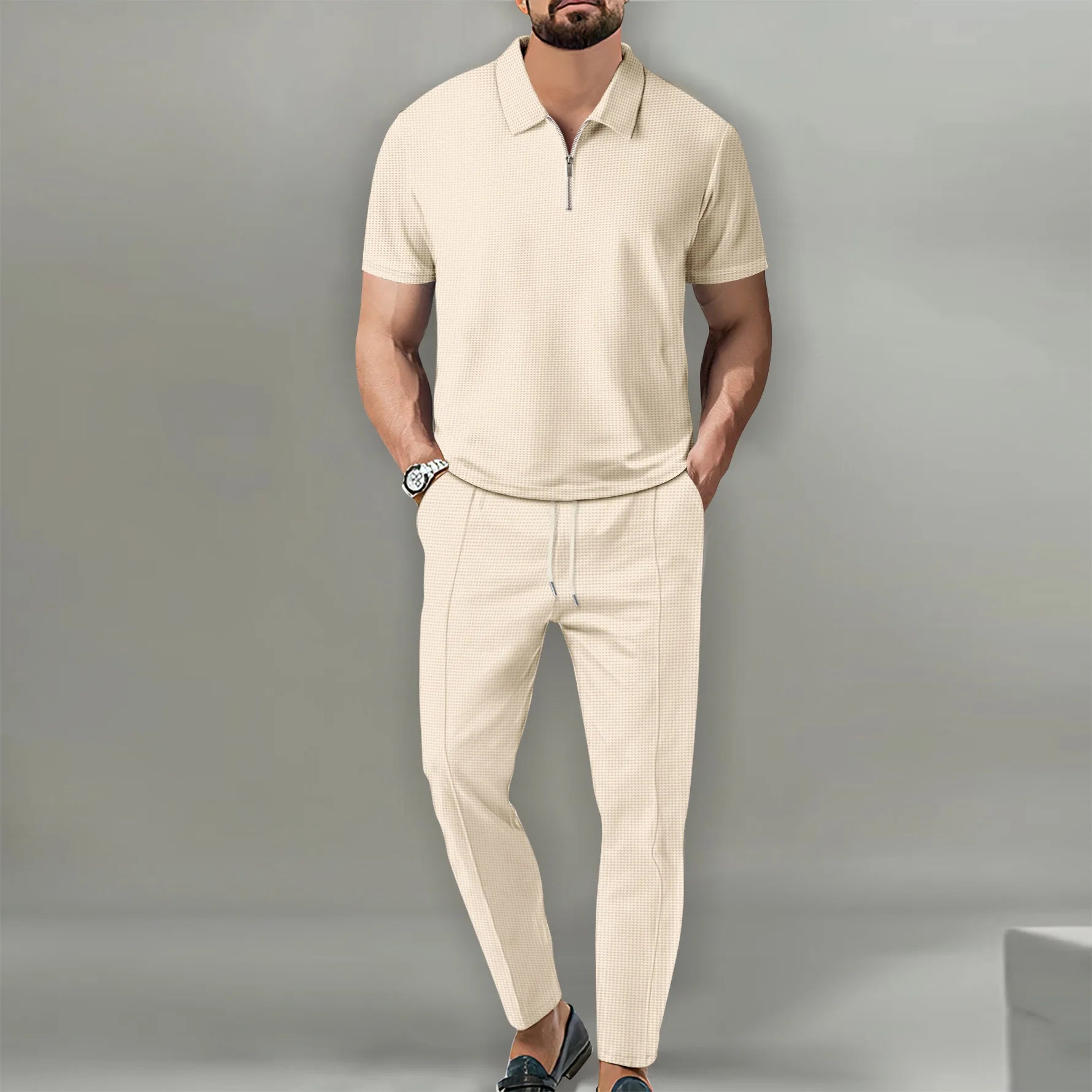 Men's Polo Shirt and Shorts 2-Piece Set