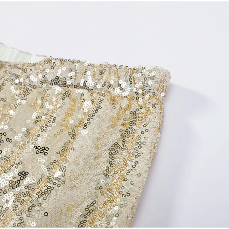 Women's Sequin Halter Top and Wide Leg Pants Set