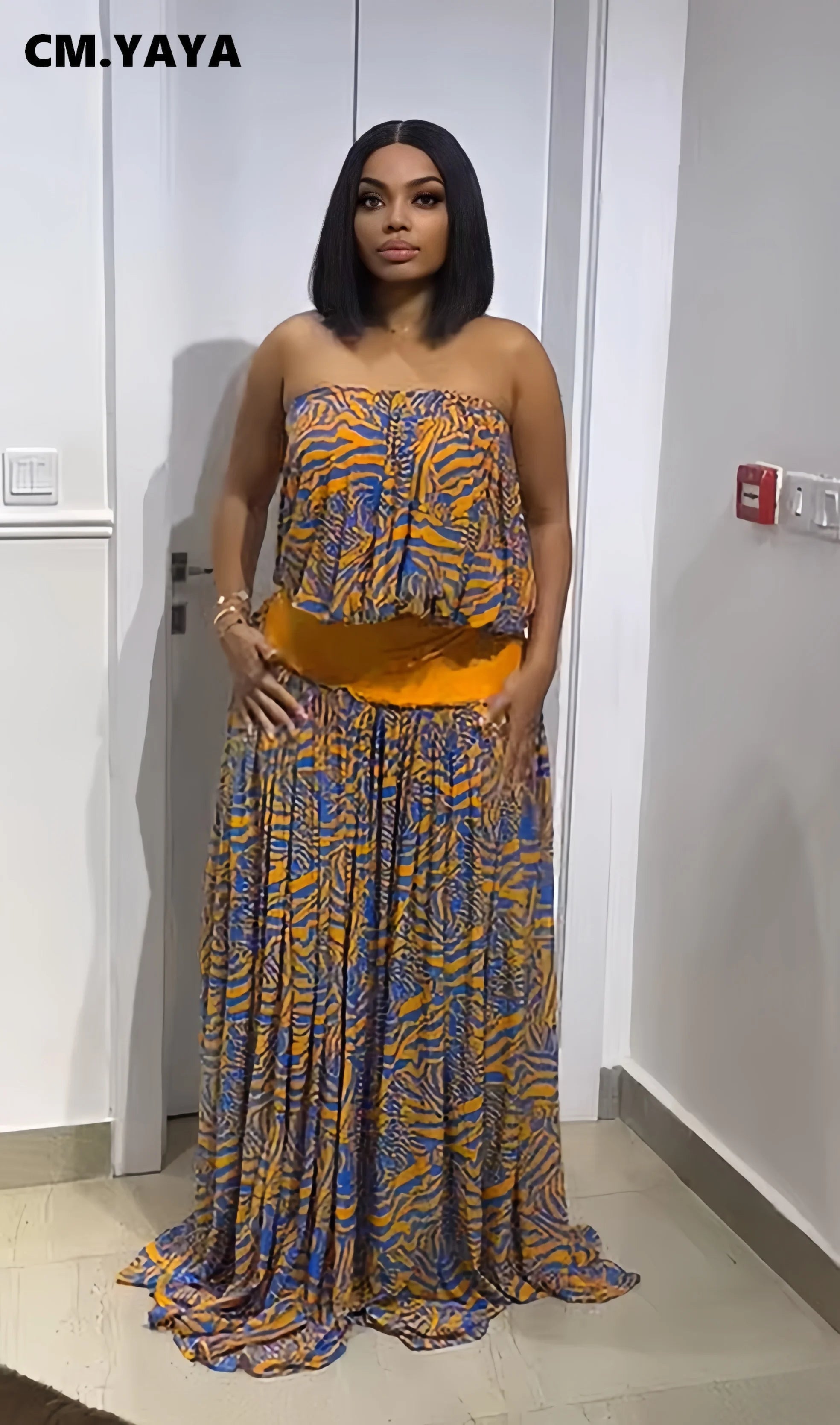 Women's Strapless Top and Tiered Skirt Set