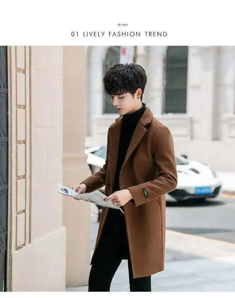 Men's Slim Fit Tweed Woolen Coat