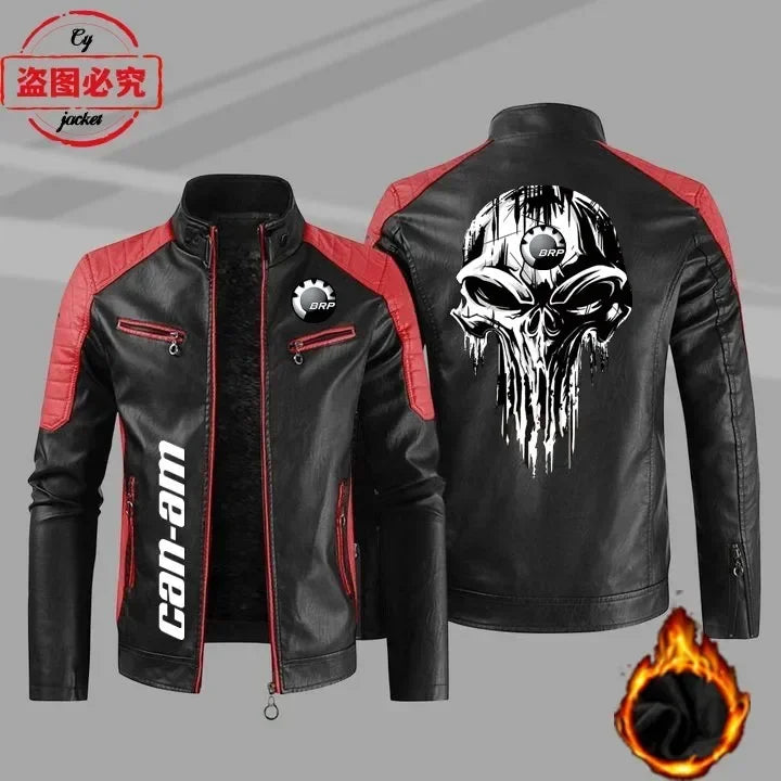 CAN-AM motorcycle LOGO retro washed pu leather jacket windproof autumn and winter men's cycling spring and autumn leather jacket
