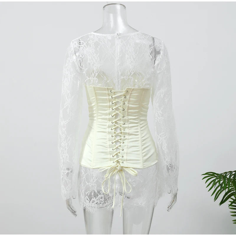 Women's Lace Patchwork Corset Mini Dress