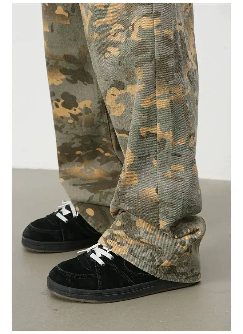Men's Camouflage Wide Leg Denim Pants