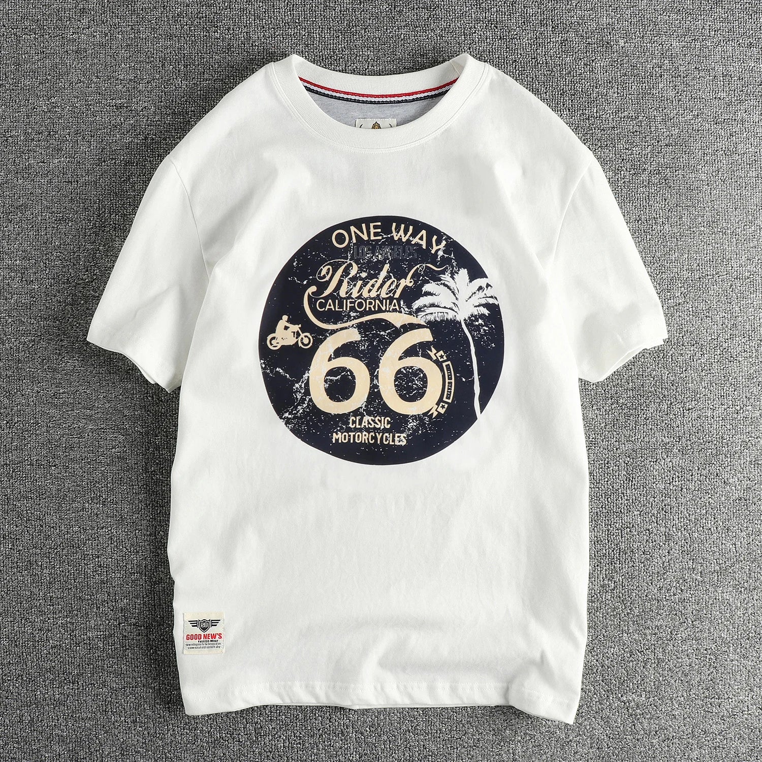 American Retro Motorcycle Print T-Shirt