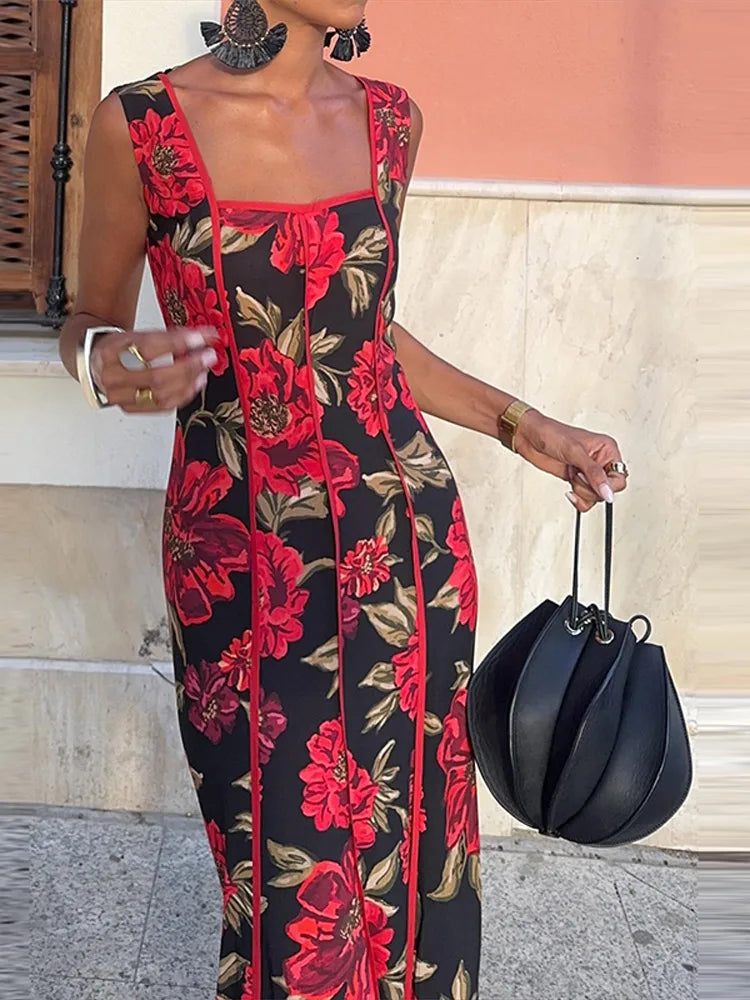 Women's Floral Sling Maxi Dress