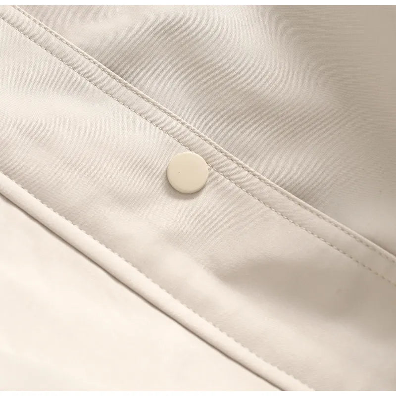 Women's Lace Trim Stand Collar Trench Coat
