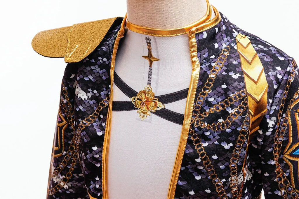 Girls Sequin Hip Hop Dance Outfit Set Crop Top Jacket Shorts with Purple Braid Wig Kids Jazz Stage Costume