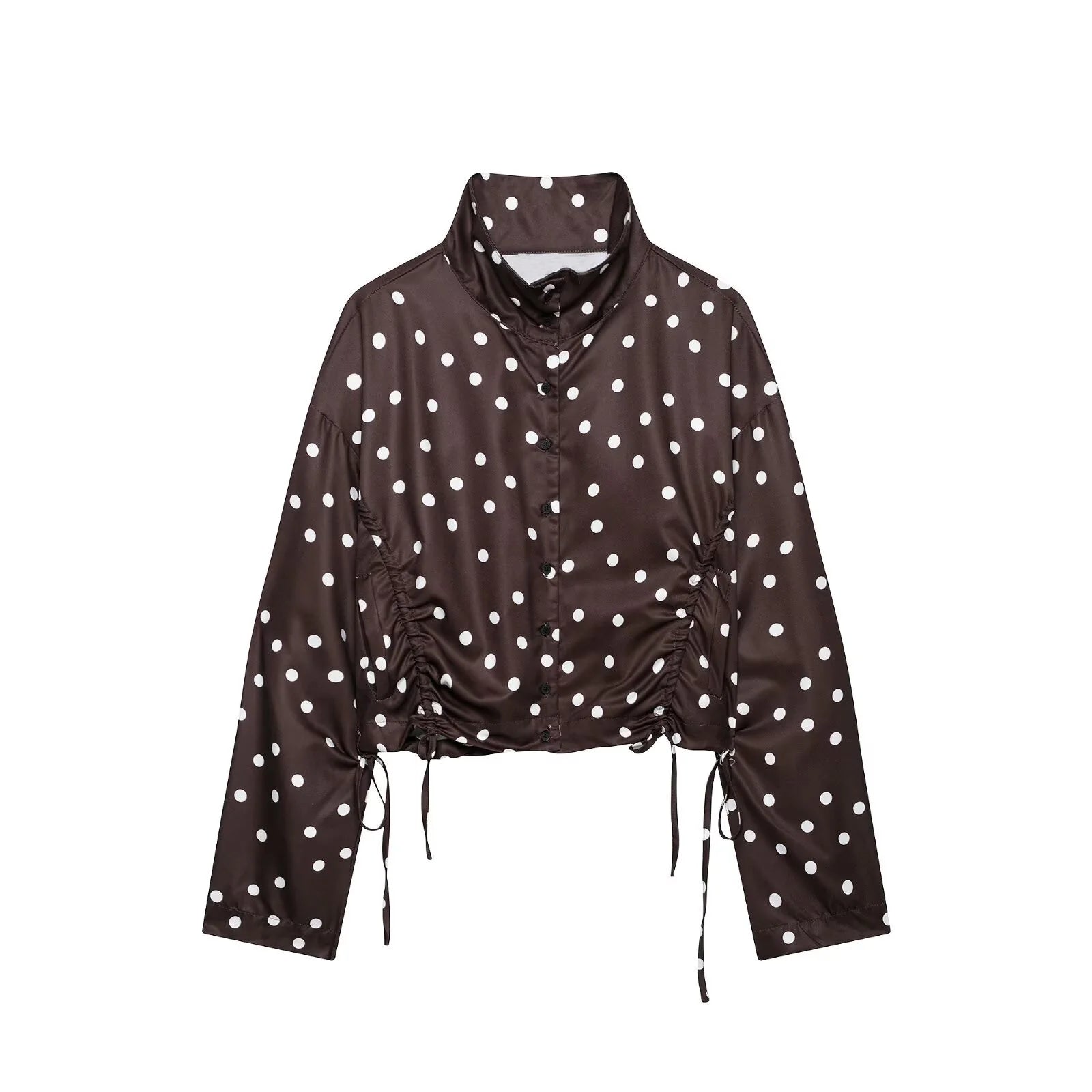 Women's Polka Dot Tie High Collar Jacket