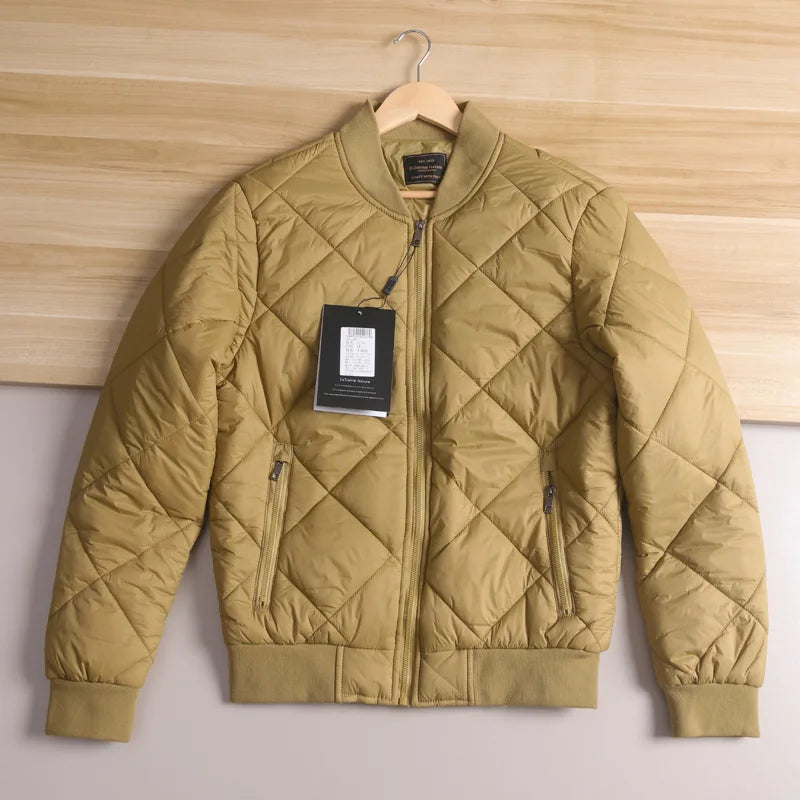 Men's Quilted Diamond Baseball Collar Jacket