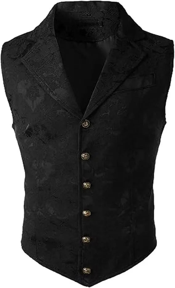 Men's Medieval Gothic Long Vest, Vintage Steampunk Victorian Costume Waistcoat, Halloween Cosplay Formal Jacket, Renaissance LAR