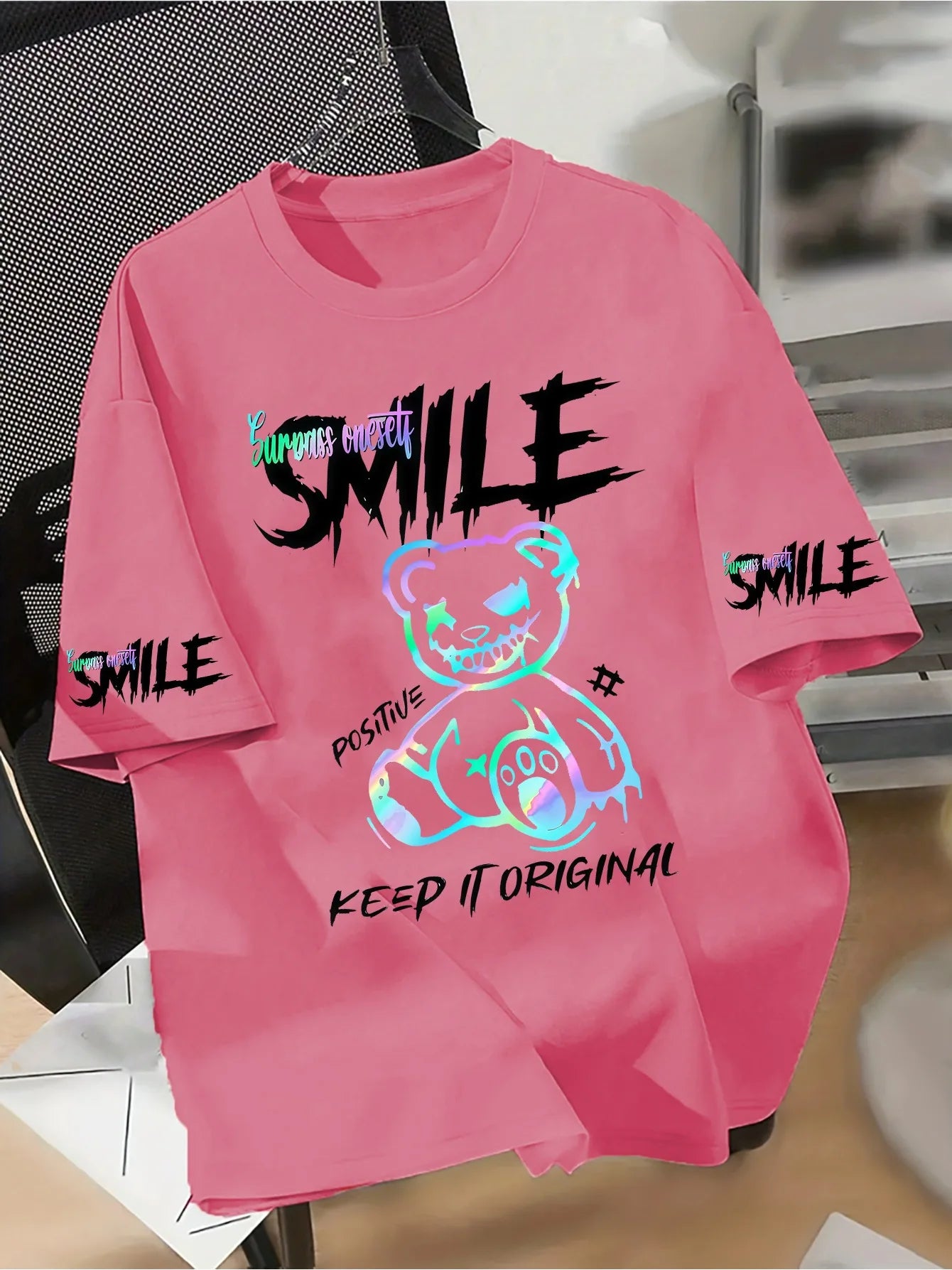 Bear Print Breathable Men's T-Shirt