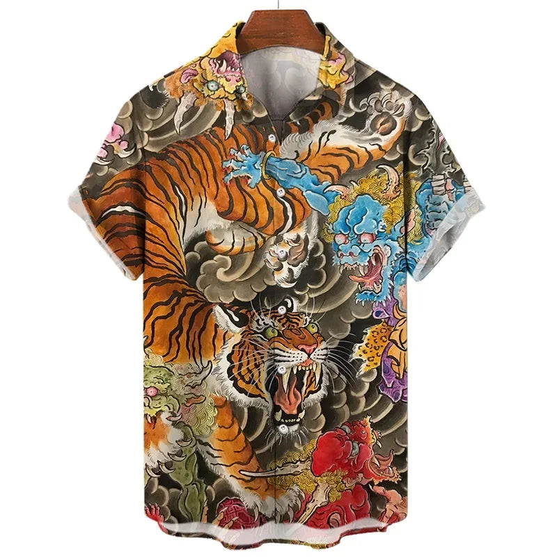 Men's 3D Tiger Dragon Hawaiian Shirt