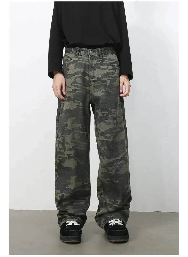 Men's Camouflage Wide Leg Denim Pants
