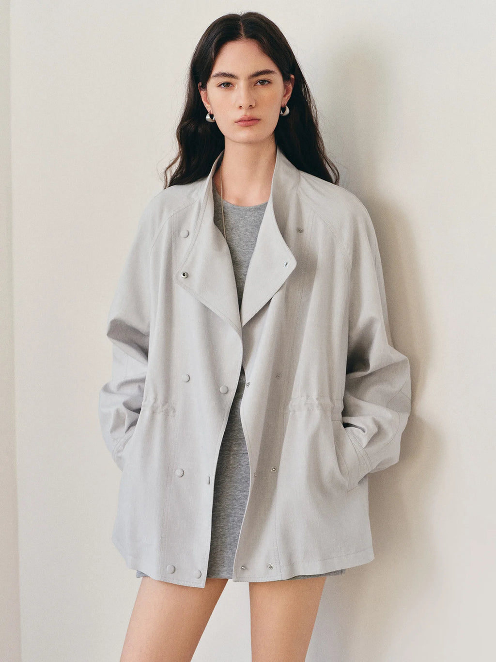 Women's Crossover Lapel Raglan Trench Coat