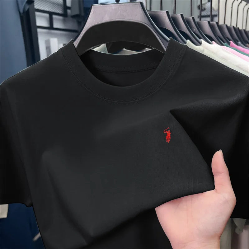 Men's Embroidered Cotton Round Neck T-Shirt