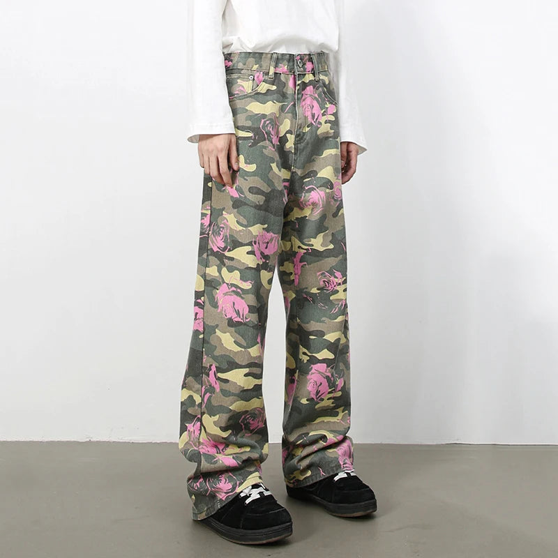 Men's Camouflage Wide Leg Denim Pants