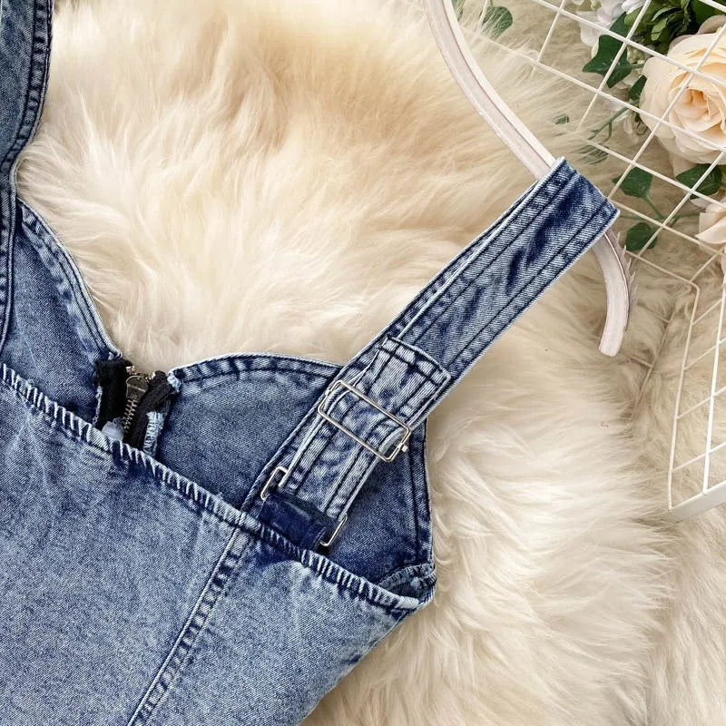 Women's Denim Top and Midi Skirt 2-Piece Set