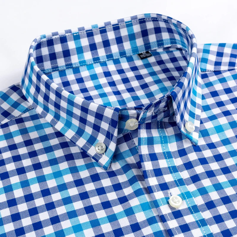 Men's Plaid Gingham Short Sleeve Shirt