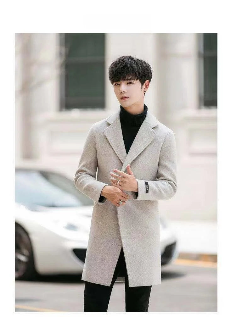 Men's Slim Fit Tweed Woolen Coat