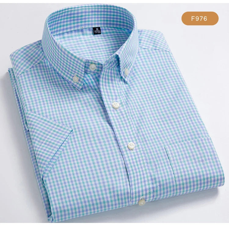 Men's Plaid Gingham Short Sleeve Shirt