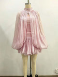 Women's Shirring Stand Neck Two-Piece Set