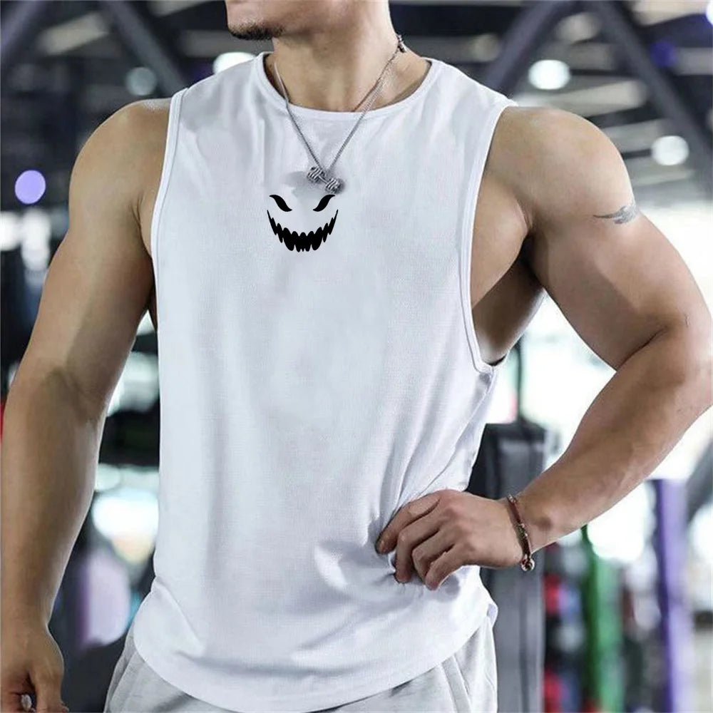 2026 men's T-shirt vest summer fashion trend printed casual style loose and comfortable street wear breathable quick drying vest