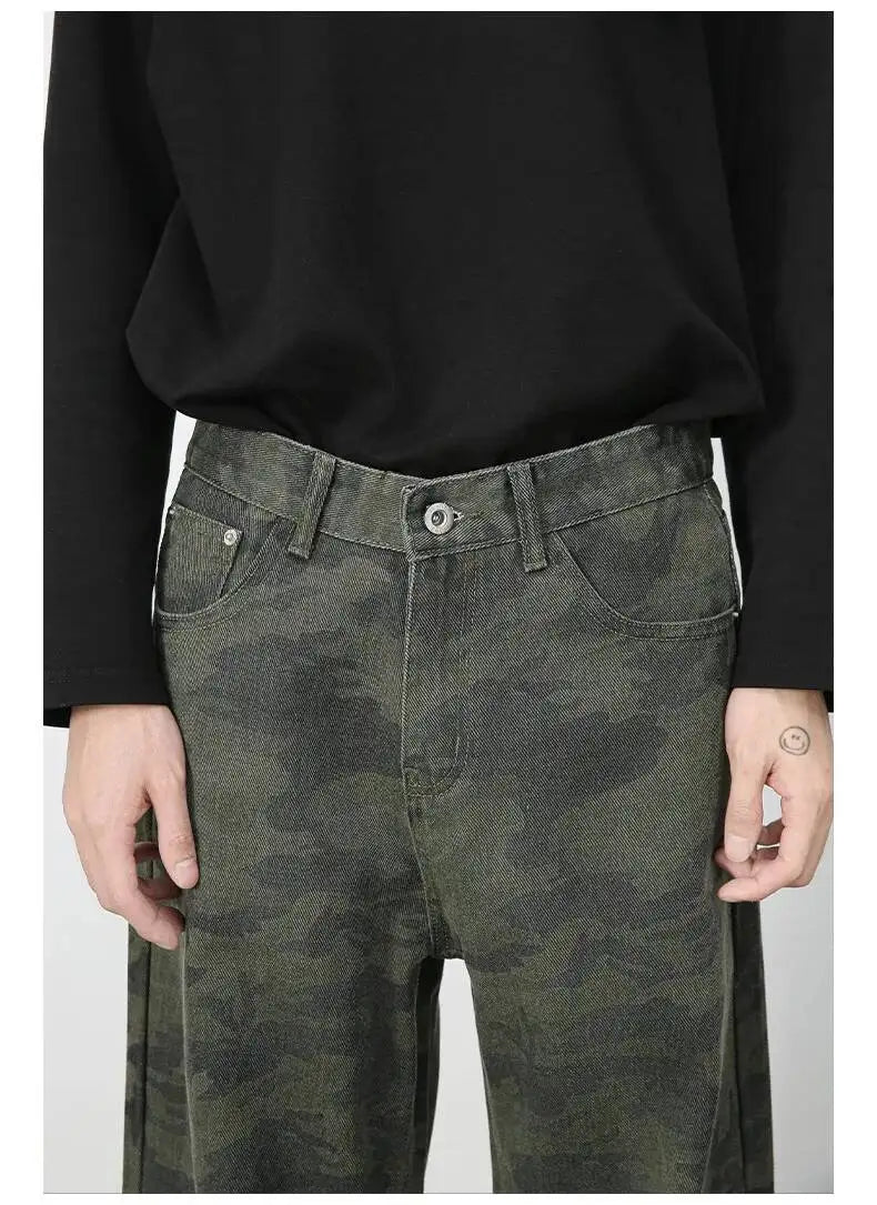 Men's Camouflage Wide Leg Denim Pants