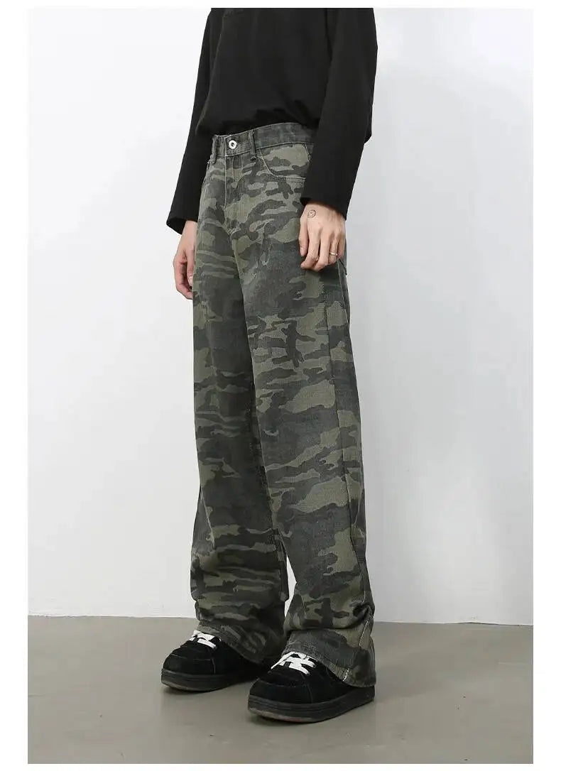 Men's Camouflage Wide Leg Denim Pants